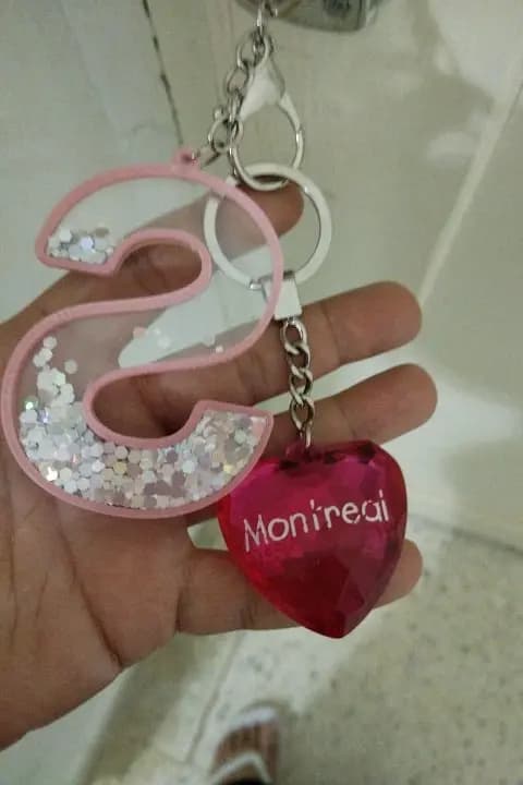 Porte-clés lettre S cœur rose